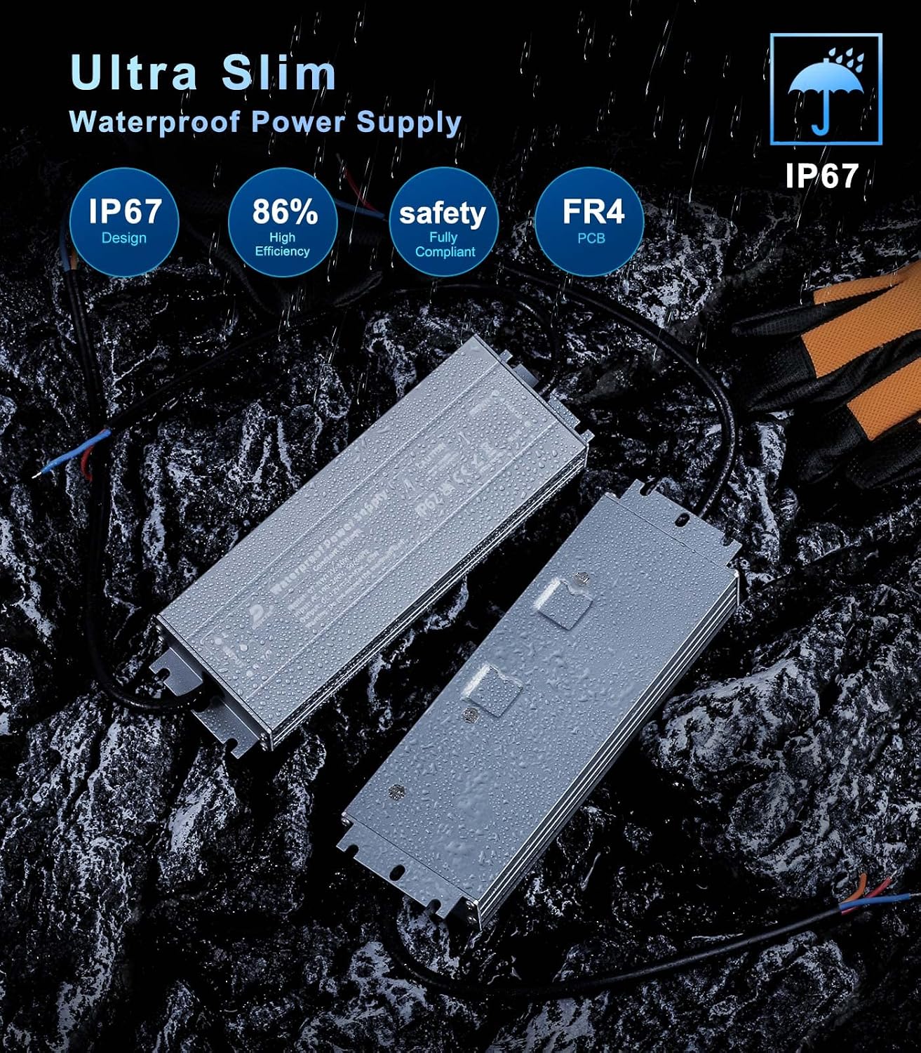 Waterproof 12V LED switching slim power supply