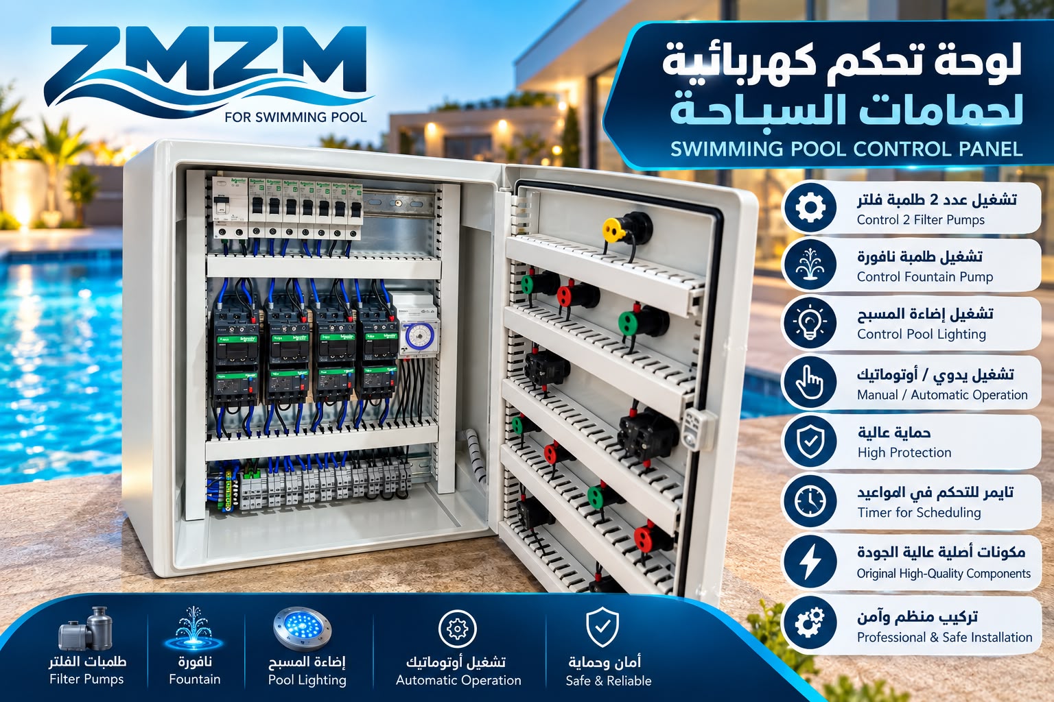 لوحات الكنترول حمامات سباحة